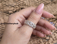 Anillo para el pulgar de plata de ley 925 hecho a mano joyería tejida banda unisex todas las tallas SR816