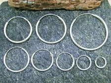 Pendientes de plata 925 criollos 2 piezas grosor 1,2-1,5 mm Ø 10,12,14,16,18,20,25 mm