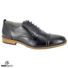 Goor M516A Hombres Negro Calidad Cuero Formal 5 Ojos Tapa Oxford Zapatos Brogue