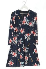 NIFE Vestido Línea A Estampado Floral Elegante Rojo/Blanco/Azul Talla 36
