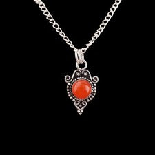 Joyería colgante de boda de compromiso artesanal de piedra de cornalina redon...
