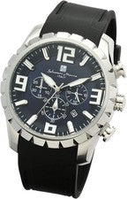 Salvatore Marra SM21 Hombres Cronógrafo Esfera Azul Negro Silicona Plata Caja...