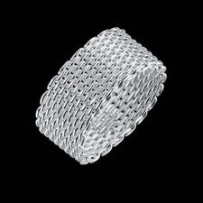 Anillos de red simples de plata de ley 925 para mujer y hombre