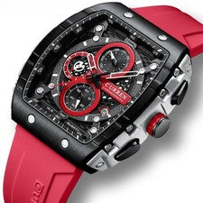 Orologio Uomo Curren Quarzo Cronografo 3ATM Luminoso Cinturino Rosso