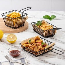 Quadratischer Bratkorb aus Edelstahl für Vorspeisen für Cafés 16,2 x 10,5 x 6