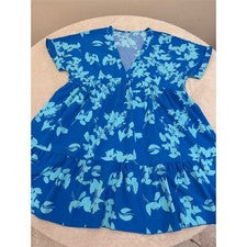Vestido recto manga murciélago floral azul 12 SHEIN para mujer hasta la rodilla ¡NUEVO!