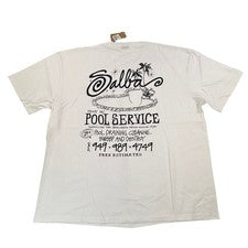 Camiseta Stussy Steve Salba Pool Service Gráfica Blanca Para Hombre Grande Nueva