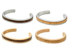Brazalete plata oro rosa con madera acero inoxidable joyería madera pulsera accesorios mujer