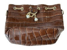 Mini bolso marrón con cordón para mujer sin marca