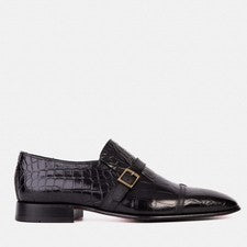 Zapatos Vinci The Strat de hombre hechos a mano con correa de monje única punta de cuero negro