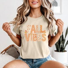 Camiseta Fall Vibes Mujer Linda Otoño Diseño Floral De Colección Regalo Para Ella
