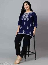Top de mujer Chikankari kurti para mujer || Diseñador Kurti para mujer || Chikankari