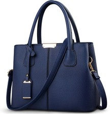 VARLIVOO Mujer Bolsos Elegante Bolso de Hombro con Colgante de Moda Azul Marino