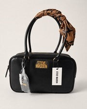 Nuevo Con Etiquetas Steve Madden Bolso de Hombro Negro Herrajes Dorados Cierre de Cremallera Mango