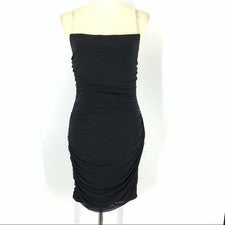 Moda Nova Negro Acanalado Mini Vestido Bodycon Para Mujer Talla Pequeña