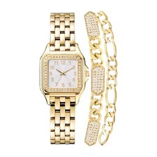 Juego de reloj y pulsera Jones New York para mujer de cristal dorado a juego
