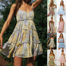 Vestido Para Mujer Verano Nuevos Productos Moda Sexy Estampado Floral Vestido con Tirantes