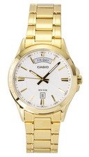 Reloj para hombre Casio estándar tono dorado acero inoxidable esfera blanca MTP-1381GD-7AV
