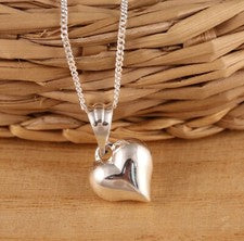 Collar Dije Plata Esterlina 925 Pequeño Liso Corazón Soplado Joyería
