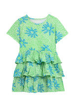 Vestido para mujer - Vestido estampado verde azul - Mini vestido - Mediano - Jersey de algodón