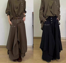 Pantalones informales de pierna ancha irregulares Yohji retro adelgazantes estilo japonés para hombre