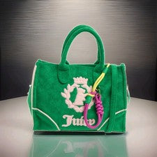 Bolso de Mano Juicy Couture Bordado Logo Irlandés Estilo Scottie Mediano, Nuevo con etiquetas