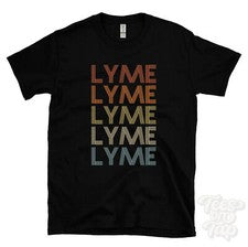 CAMISETA LYME ESTILO RETRO REPETIDO Hombre y Mujer Novedad Genial Nombre Regalo