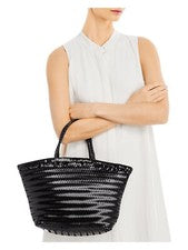 Nuevo bolso de mano AQUA para mujer negro tejido de cuero sintético doble correa plana