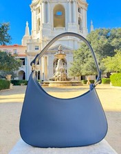 Bolso de hombro bandolera de lujo con asa superior de cuero italiano azul Lala para mujer
