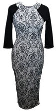 VESTIDO SEÑORA VESTIDO MANGA LARGA NEGRO BLANCO MOTIVO STELLA TTNC LONDON talla S NUEVO