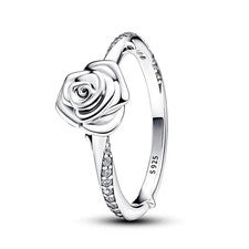 Anillo de plata 925 rosa en flor para mujer - Exquisita joyería de moda para fiesta