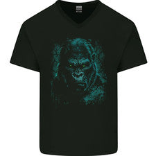 Camiseta de algodón con cuello en V estilo oscuro A Mean Gorilla para hombre