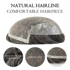 Sistema de reemplazo de encaje francés Toupee para cabello humano para hombre piel delgada Pelo Q6