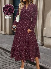 Maxi Vestido Casual Escote en V y Estampado Floral para Mujer