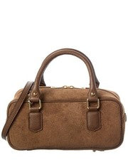 Bolso italiano de cuero con asa superior para mujer marrón