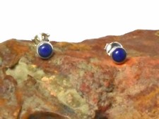 Aretes redondos de lapislázuli azul plata esterlina 925 piedras preciosas - 4 mm