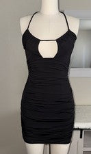 Moda Boutique Para Mujer Negro TRESSER Halter Acanalado Sexy Fiesta Mini Vestido