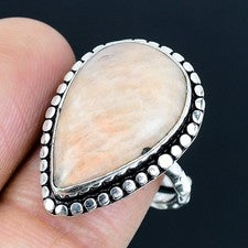 Anillo de joyería de plata 925 hecho a mano con piedras preciosas de...