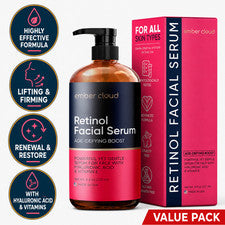 Suero facial de retinol para renovación e hidratación de la piel, cuidado antienvejecimiento de arrugas, 8 oz