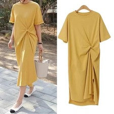 Vestido de moda duradero monocromático cómodo estilo coreano manga corta