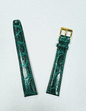 Nueva correa de reloj Gucci 18 mm LK J2 de cuero genuino verde con hebilla dorada