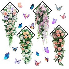 4 pegatinas de pared 3D flores mariposas extraíbles decoración del hogar para paredes