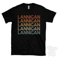 CAMISETA LANNIGAN ESTILO RETRO REPETIDO Hombre y Mujer Novedad Genial Nombre Regalo