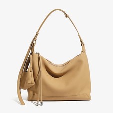 Bolso de mano suave de cuero de vaca Togo para mujer, bolso de hombro de cuero genuino bolso para axilas