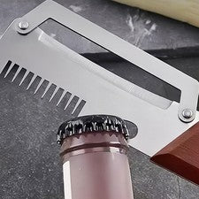 Pelador económico 3 en 1 de acero inoxidable con mango ergonómico de madera 19 x 3,8 cm