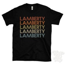 CAMISETA LAMBERTY ESTILO RETRO REPETIDO Hombre y Mujer Novedad Genial Nombre Regalo