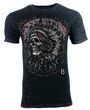 Camiseta para hombre AFFLICTION AC IROQUOIS NEGRA LAVA motociclista calavera tatuaje MMA S-4XL
