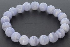 Pulsera de piedras preciosas de bola de 10 mm con cinta de calcedonia ZB - tamaño individual