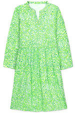 Vestido para mujer - Vestido verde estampado animal - Vestido midi - Algodón - Grande