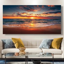 Arte de pared lienzo pintura puesta de sol playa cuadro para sala dormitorio decoración del hogar